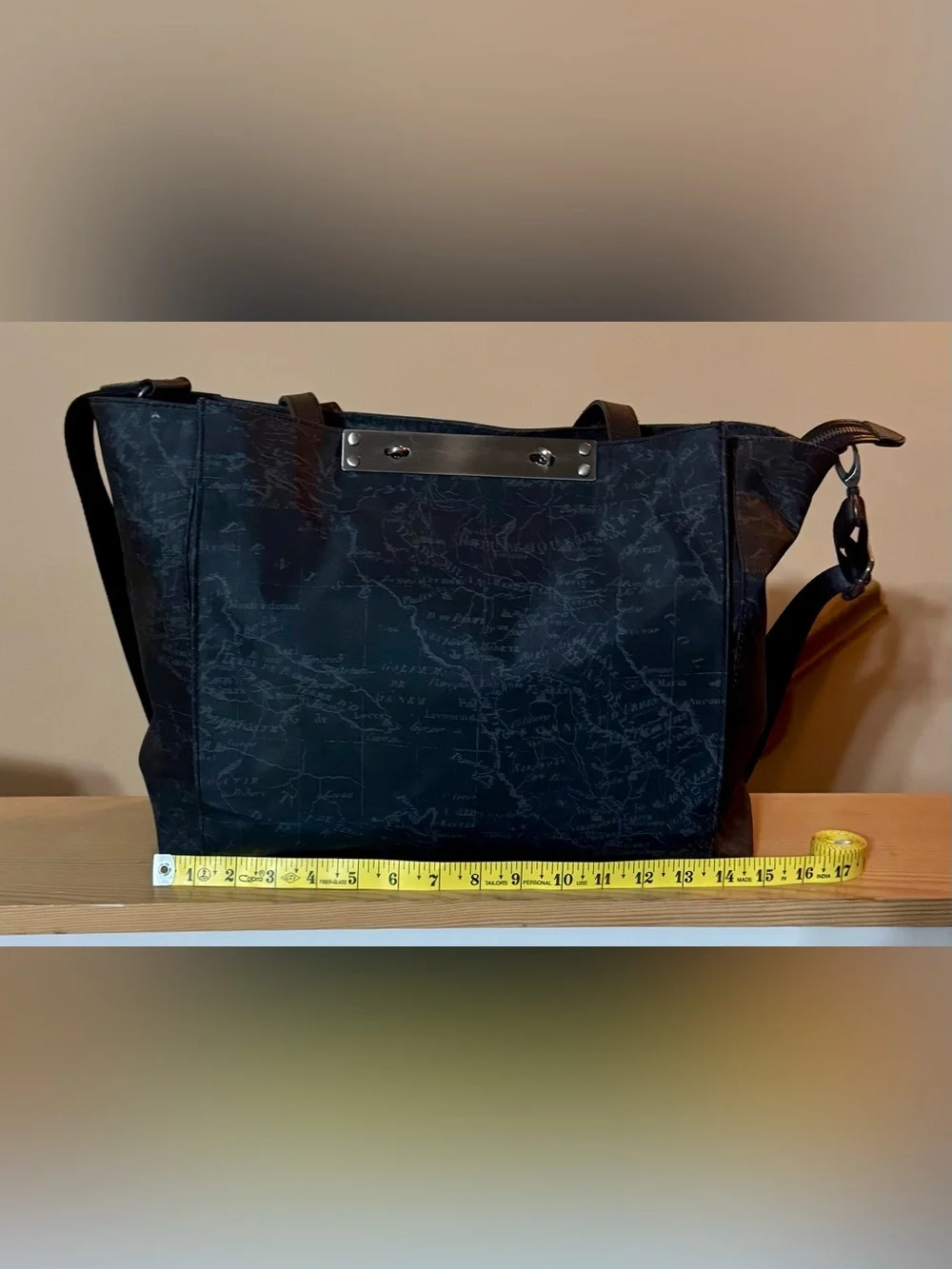 NWT-Patricia Nash Silvi TPU Coated Canvas Travel Tote-Black Map - Picture 2 of 14